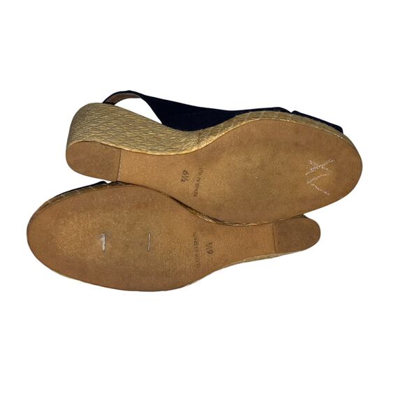 Brooks Brothers Navy & Pink Stripe Espadrille Wedge Heels SIZE 6.5 Made in Spain - Picture 8 of 11